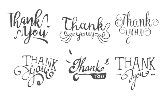 Thank You Retro Hand Drawn Labels Set Illustration vector