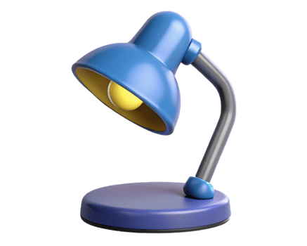 Blue Desk Lamp, 3D Render, Illumination, Study Light, Office, Bright, Home Decor, Electric, Gadget, png
