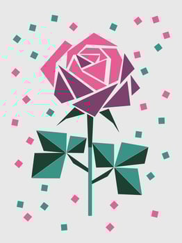 Unique Geometric Rose in Pink and Purple with Modern Polygonal Design vector