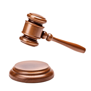 Wooden brown judge gavel, decision glossy mallet for court verdict. isolated on transparent png