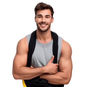sports man standing with arms folded. muscular man looking at the camera isolated on transparent png