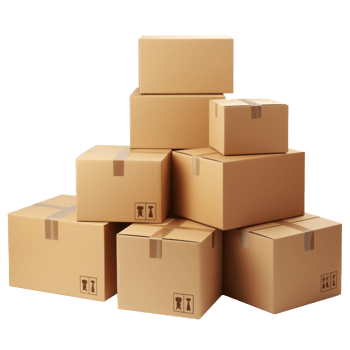 Stack of cardboard boxes on a transparent background png