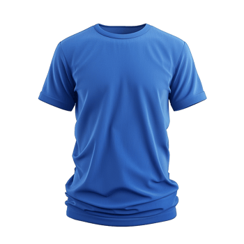 Blue Short Sleeve Crew Neck TShirt Mockup for Design Presentation png