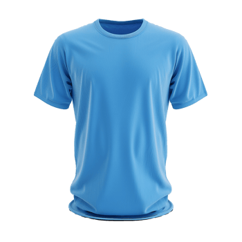 Simple Light Blue Short Sleeve Crew Neck TShirt Mockup for Apparel Design png