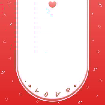 Cute red border or frame with mini heart and word love. vector