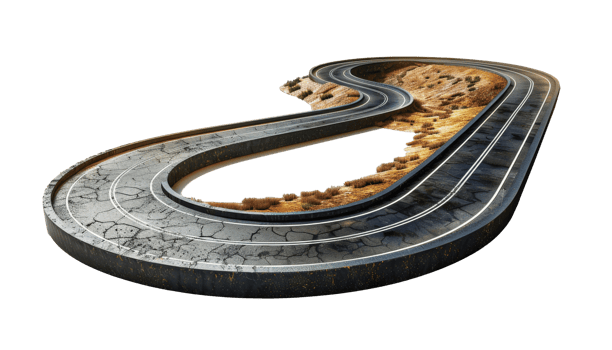 Curvy race track, isolated on transparent png