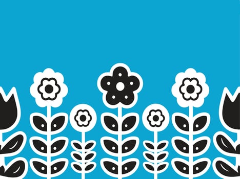 Charming Floral Pattern on Pastel Blue Background Illustration. vector
