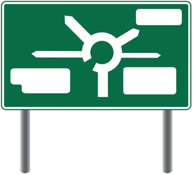 UK green road sign with a roundabout and space for your text, Choice or direction concept vector