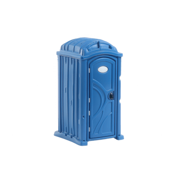 A bright blue portable toilet, ideal for outdoor events and construction sites. png