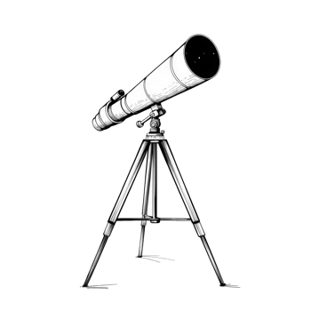 A sleek telescope on a tripod, ready for stargazing and exploration of the universe. png
