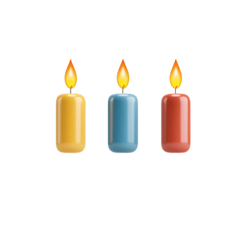 Colorful candles glowing softly, creating a warm and inviting atmosphere. png