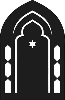 Islamic Arch Window Silhouette Illustration with Star Design vector