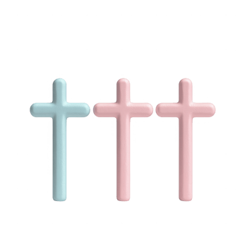 Three colorful decorative crosses in soft pastel shades for spiritual inspiration. png