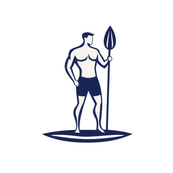 Stylized figure holding a spear, embodying strength and determination in a minimalist design. png