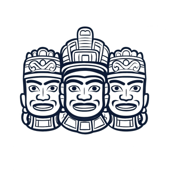 Three ancient tribal masks representing cultural heritage and history. png