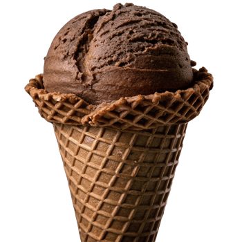 A Delicious Scoop of Rich Chocolate Ice Cream in a Crispy Waffle Cone png
