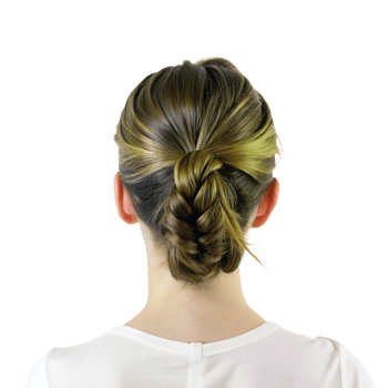 Elegant Braided Bun Hairstyle for Medium Length Hair png