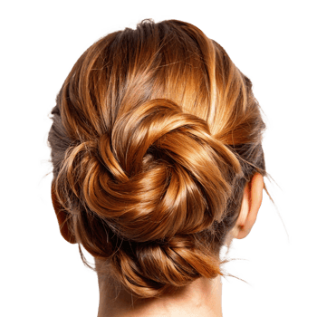 Elegant Low Twisted Bun Hairstyle for Medium Length Hair png