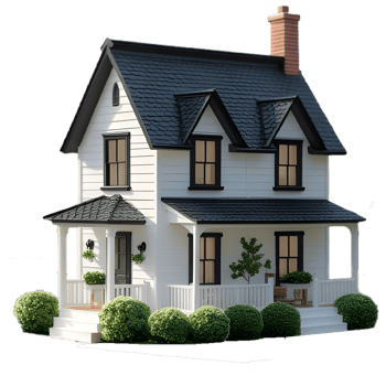 A white model cottage home on a transparent background png