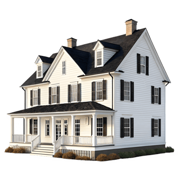 A white model home on a transparent background png