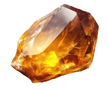 Captivating amber gemstone showcasing brilliant orange hues and natural clarity on transparent background png
