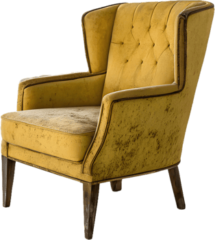 Vintage Yellow Wingback Armchair Chair png