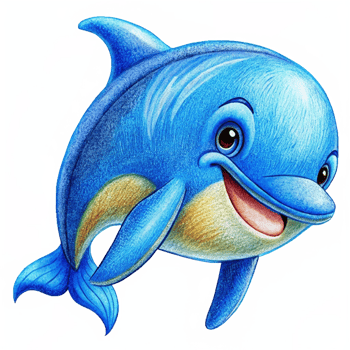 Fun-loving blue dolphin in a tropical ocean setting png