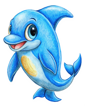 Excited blue dolphin diving and playing in the sea png
