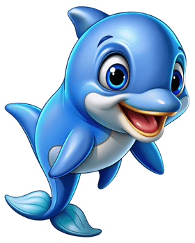Blue dolphin having fun in the sparkling waves png