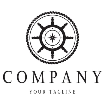 The cruise logo,ship steering logo, boat, yacht, rope, maritime, anchor. Logo for business, sailor, sailing, vector