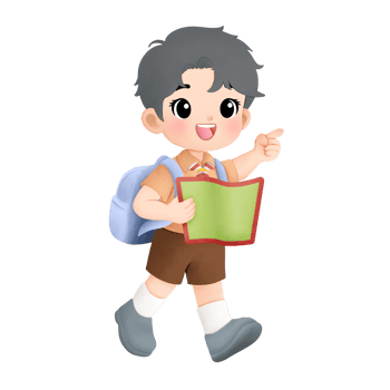 cheerful scout kid watercolor illustration, a boy holding a map while pointing his finger png