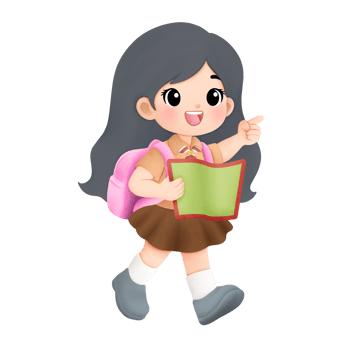 cheerful scout kid watercolor illustration, a girl holding a map and pointing her finger png