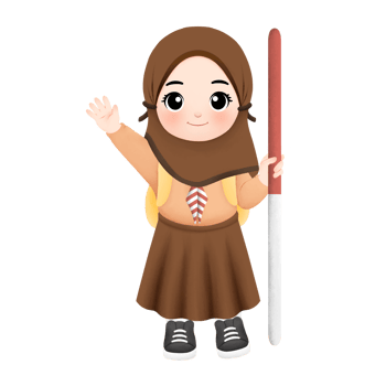 cheerful scout kid watercolor illustration, a girl waving her hand png