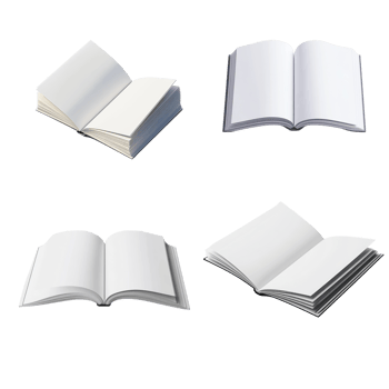 Four Blank Books Open at Different Angles png