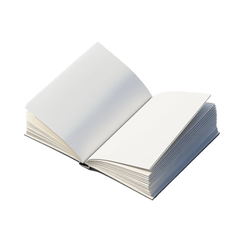 Open Blank Book Lies On White Background. cut out png