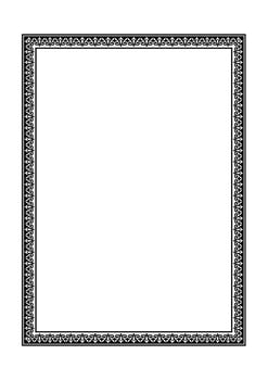 Black rectangular Vertical Islamic Asian Kazakh national ornament frames. A4 format. Abstract Asian Kazakh pattern frame, elements of the national pattern of the ancient nomads of the Turks, Kazakhs vector