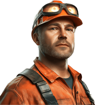 Construction Worker in Safety Gear on Transparent Background png