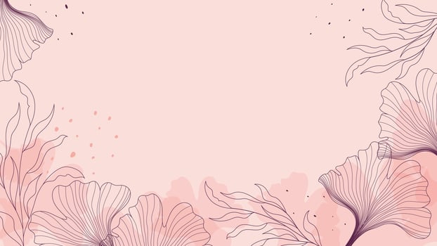 abstract pink background with outline flowers vector