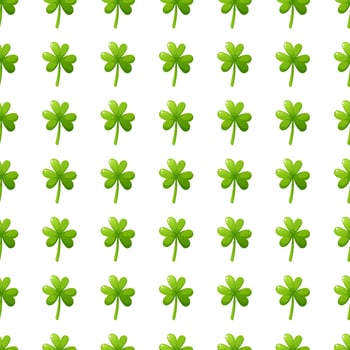 Seamless pattern of shamrock and clover on white background in honor of St. Patricks Day. Symbol of Ireland. Seamless pattern in the form of shamrock. vector