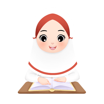 happy hijab girl reading a yellow book watercolor illustration png