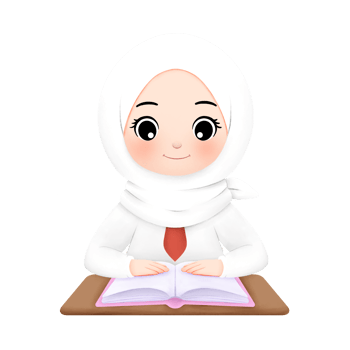 happy hijab girl reading a pink book watercolor illustration png