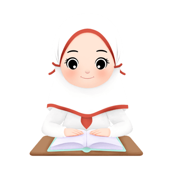 happy hijab girl reading a green book watercolor illustration png