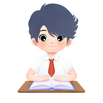 happy kid reading a book while studying watercolor illustration png