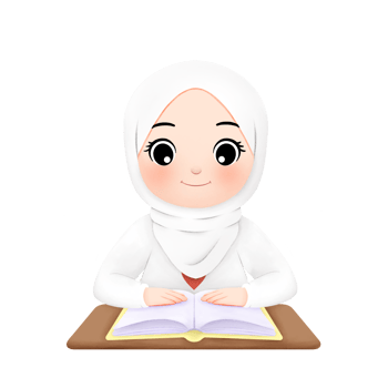 happy hijab girl reading a book watercolor illustration png