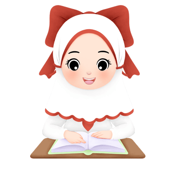 happy muslimah girl with ribbon reading a book watercolor illustration png
