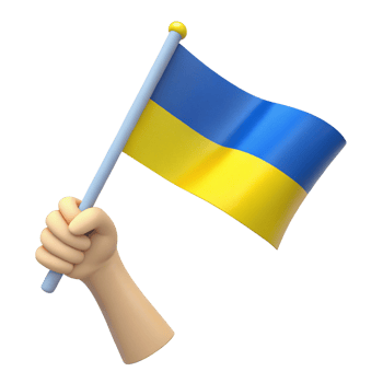 Cartoon Hand Holding Ukrainian Flag - 3D Render png