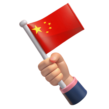 Hand Holding a Chinese Flag 3D Render png