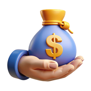 Hand Holding a Money Bag 3D Render png