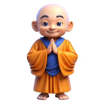 3D Render of a Young Buddhist Monk Adorable png