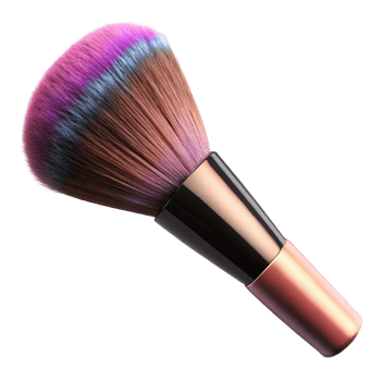 Colorful Makeup Brush with Rose Gold Handle png